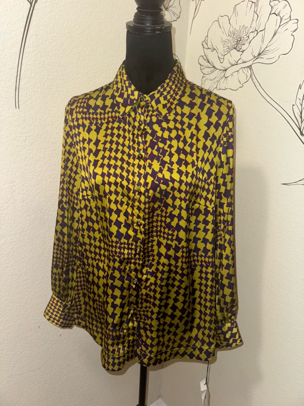 Insight Yellow and Purple Geometric Button-Down Shirt